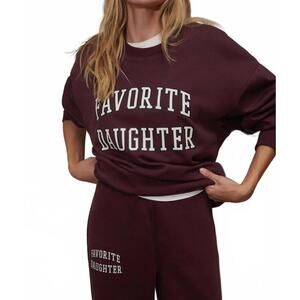 NEW FAVORITE DAUGHTER collegiate crewneck sweatshirt in burgundy